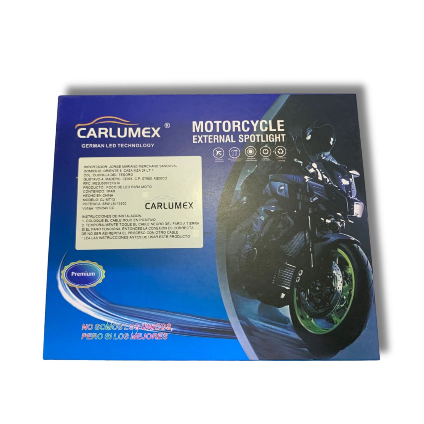 Faro LED para Moto Carlumex 68W de Lupa Única – Potencia Extrema y Precisión Óptica
