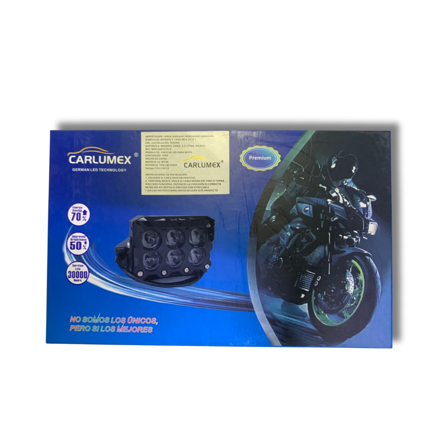Faro LED para Moto Carlumex 6 LUPAS 72W – Máxima Iluminación y Estilo Personalizable