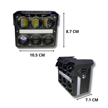 Faro LED para Moto Carlumex 6 Lupas con Cuarto 72W – Potencia, Precisión y Estilo Personalizable