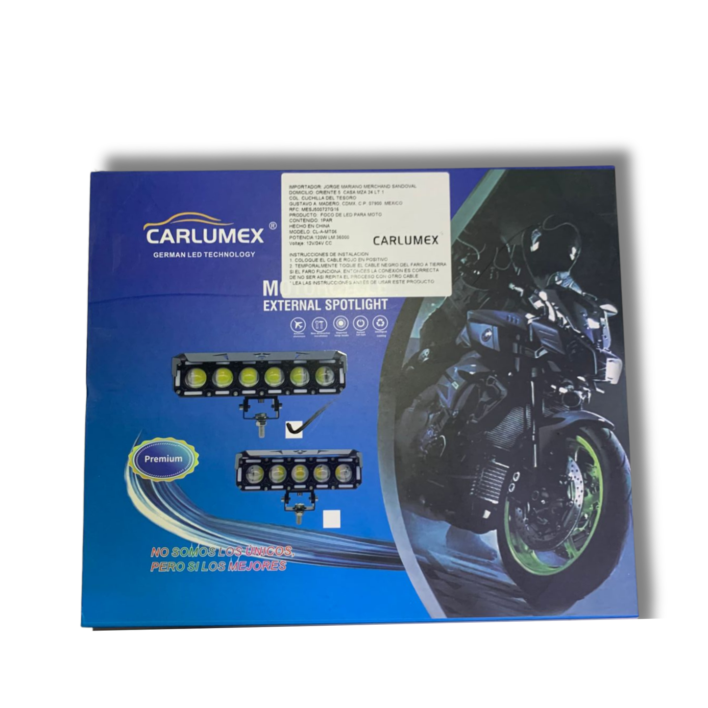 Faro LED para Moto Carlumex 6 Lupas en Línea 120W – Iluminación Profesional de Alto Impacto