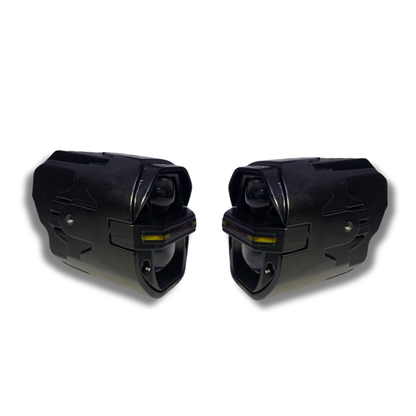 Faro LED para Moto Carlumex – 2 Lupas Cuadradas Blanco con Cuarto Rojo