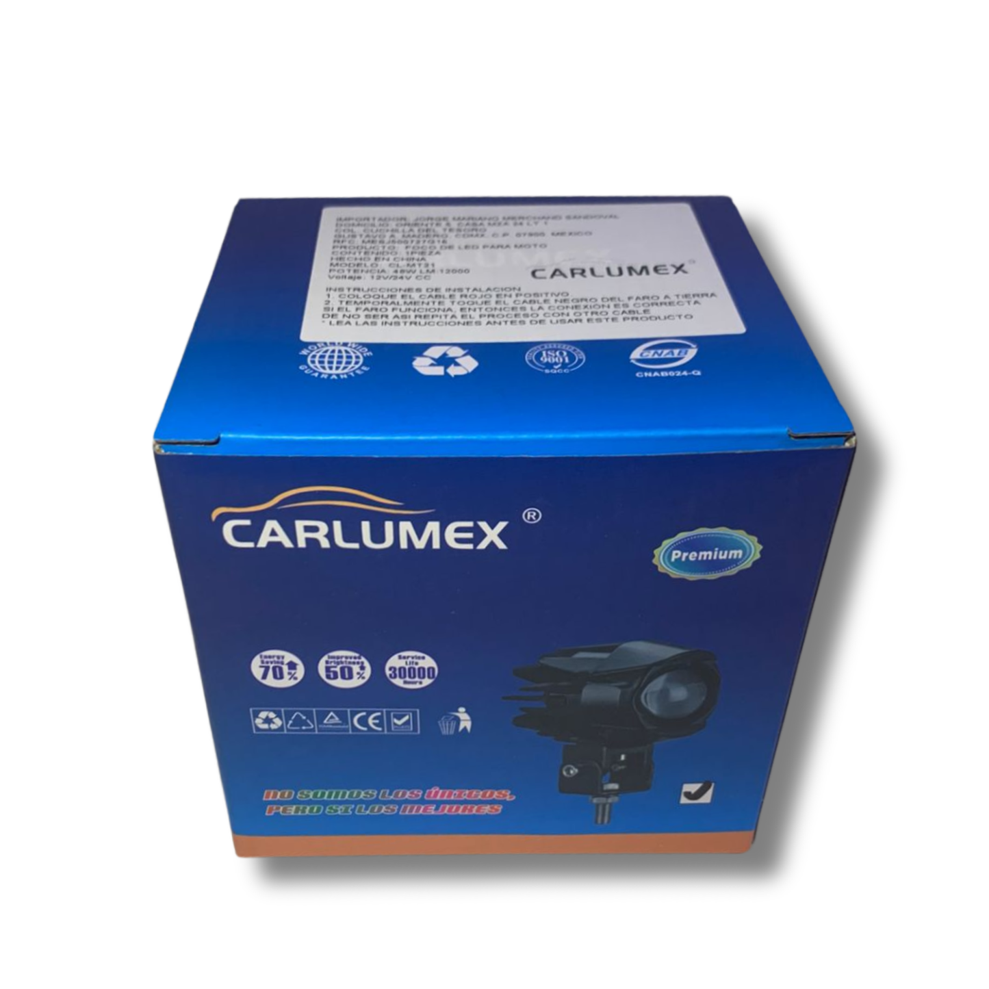 Faro LED para Moto Carlumex – 1 Lupa Redondo Blanco y Amarillo