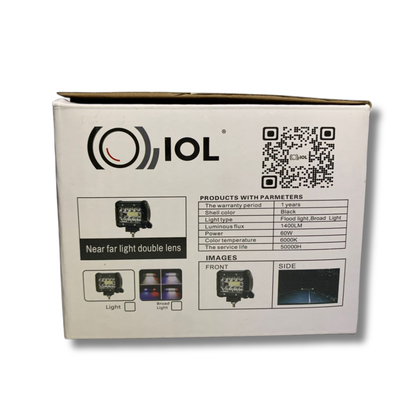 Faro LED 12V de Alto Rendimiento 60W – Iluminación de Inundación Amplia 6,000K con Doble Lente
