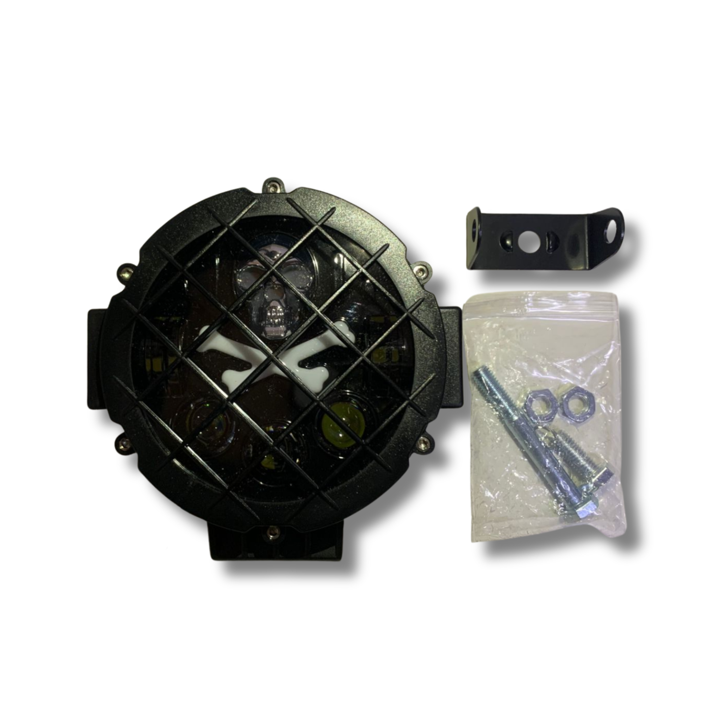 Faro Auxiliar LED Carlumex 5” Multicolor con Calavera y 3 Lupas – 60W, 10,000 Lúmenes